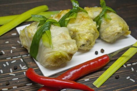 Golubtsy in Napa Cabbage — Stuffed Cabbage Rolls