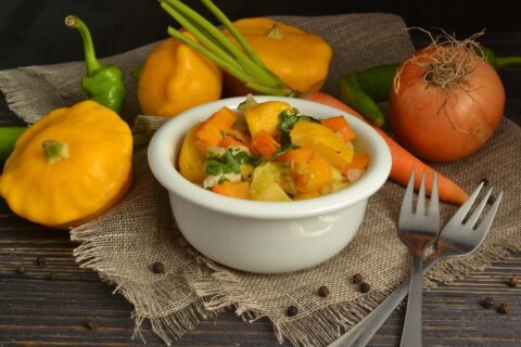 Vegetable Stew with Chicken and Pattypan Squash