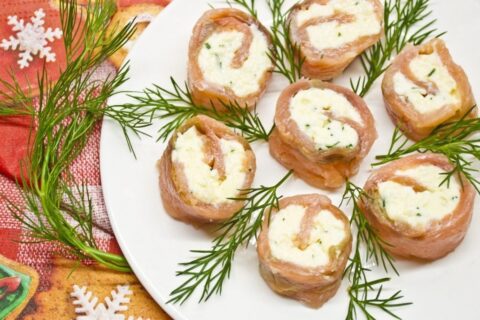 Homemade Cured Red Fish Rolls with Cheese