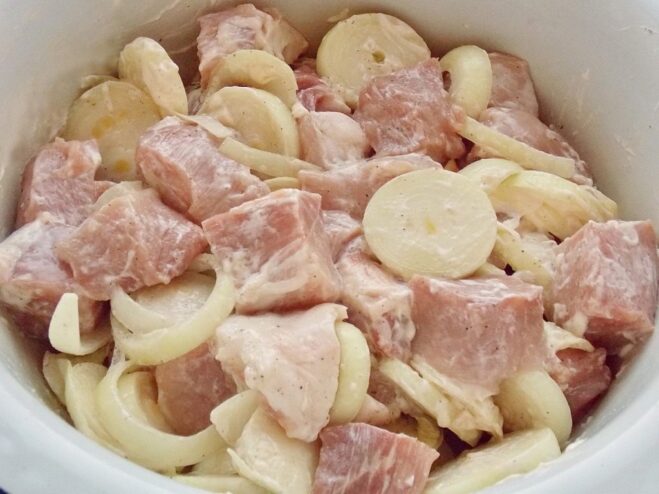 The Secret Ingredient: Adding Mayonnaise to the Marinade Adding a spoonful of mayonnaise to the meat and onion mixture for the shashlik marinade.