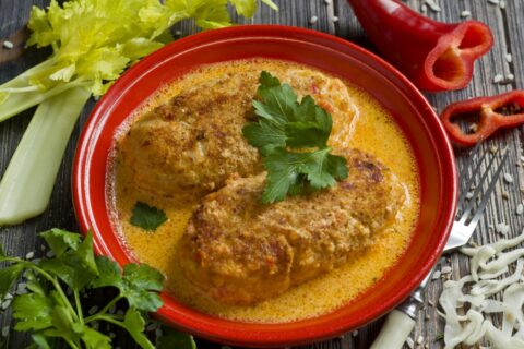 Lazy Golubtsy — Baked Lazy Cabbage Rolls with Rice and Chicken in Tomato Sauce