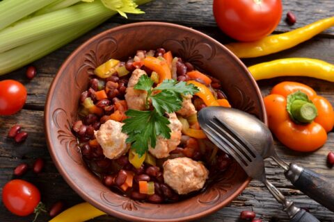 Vegetable Ragout with Chicken Meatballs