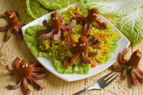 Plov with Sausages — Easy Rice Pilaf with a Fun Twist