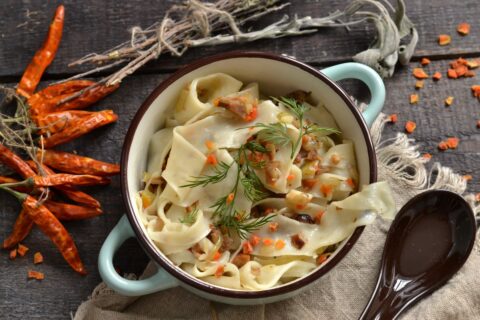 Lenten Homemade Noodles with Mushrooms