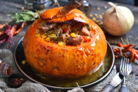 Mexican-Style Pork in a Pumpkin