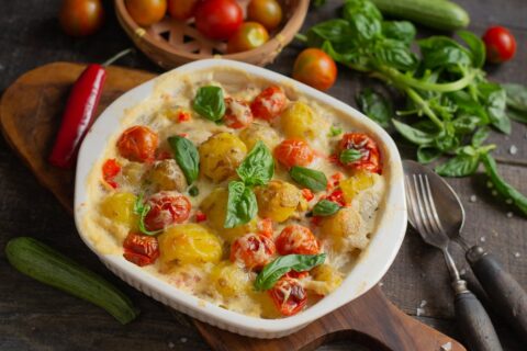 Delicious Oven-Baked Chicken and Potatoes with White Sauce