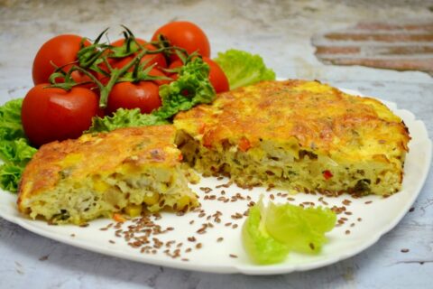Fish Casserole with Vegetables and Cheese Sauce