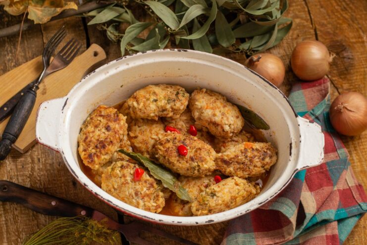 A pot of cooked lazy golubtsy, a version of unstuffed cabbage rolls, ready to be served.