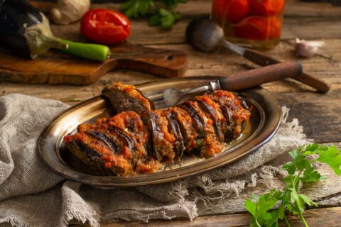 Beef with Eggplant in Vegetable Sauce — Hearty and Healthy