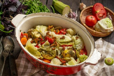 Tender Beef Ribs Stewed with Vegetables and Chanterelles