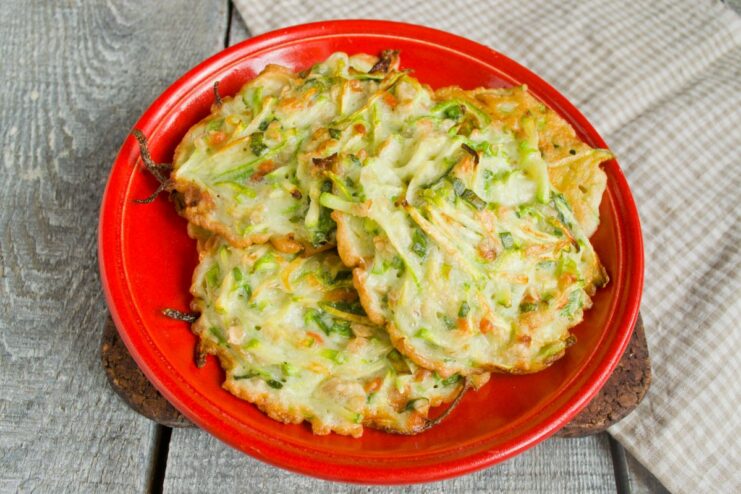 Ready to Serve: Delicious and Healthy Zucchini Fritters A plate of freshly cooked, diet-friendly zucchini fritters ready to be served.