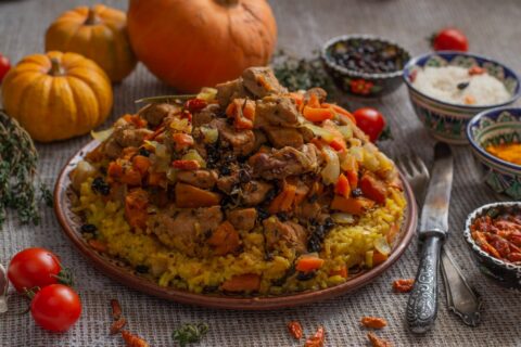 Azerbaijani Plov with Pumpkin and Meat — Fluffy Rice Pilaf