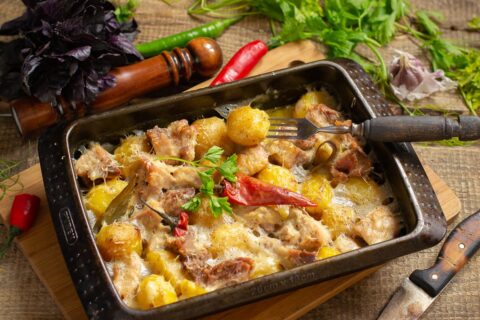 Tender Boiled Meat Baked with Potatoes
