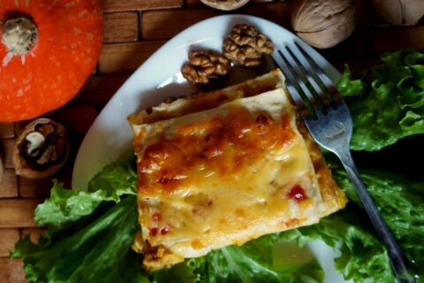 Vegetarian Lasagna with Pumpkin and Walnuts