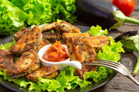 Fried Eggplant in Crispy Breading