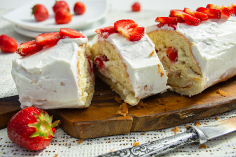Strawberry and Cream Sponge Roll