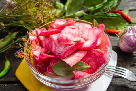 Quick Pickled Cabbage with Ginger and Beets