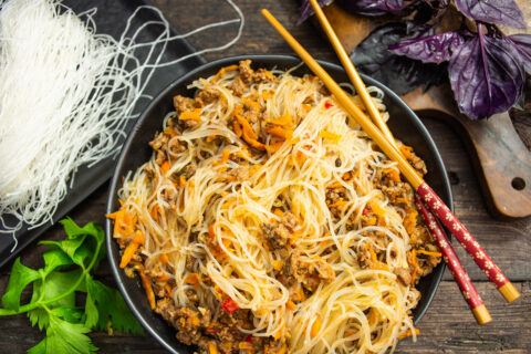 Funchoza with Minced Meat — Asian Glass Noodle Stir-Fry
