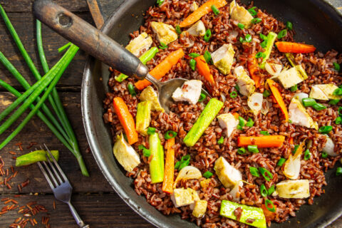 Red Rice with Vegetables and Chicken