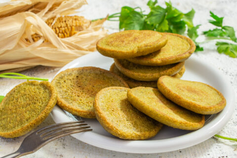 Corn Fritters with Pesto