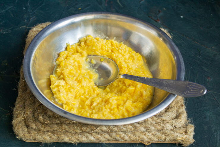 Lightly blending the corn to preserve texture Blender pulsing canned corn, leaving some texture.
