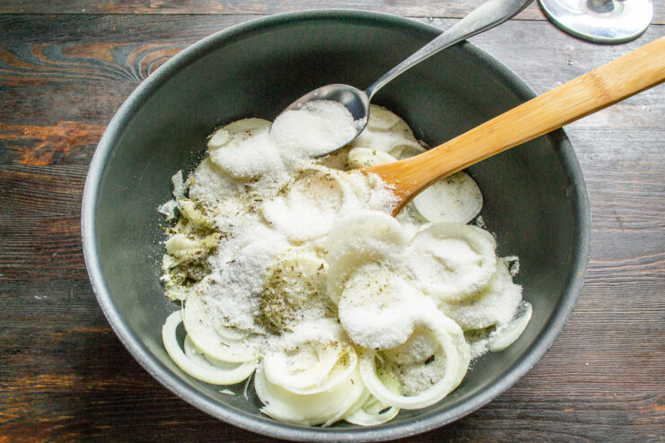 Adding a Pinch of Spice to the Onion Jam Sprinkling a pinch of red chili flakes or powder into the simmering onions.