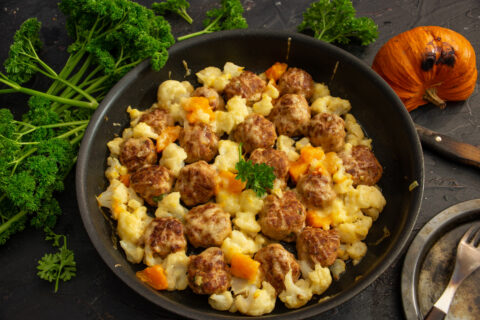 Oven-Baked Meatballs with Cauliflower