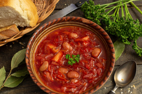 Postny Borscht — Lenten Borscht with Beans and Mushrooms
