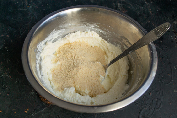 Using Breadcrumbs for Syrniki Texture Adding a spoonful of ground breadcrumbs to the ricotta and egg mixture.