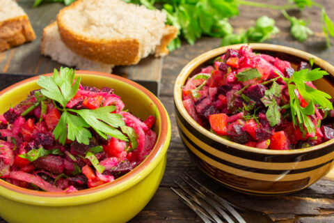 Vinegret with Sauerkraut and Pickles — Classic Russian Beet Salad