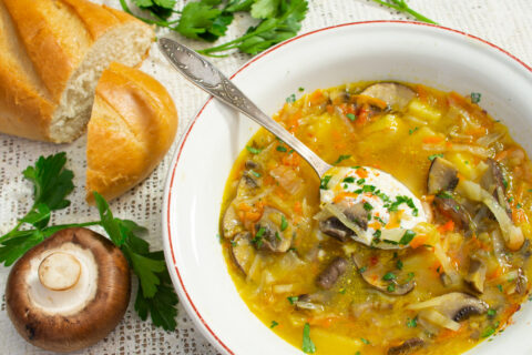 Mushroom Shchi with White Beans — Russian Cabbage Soup