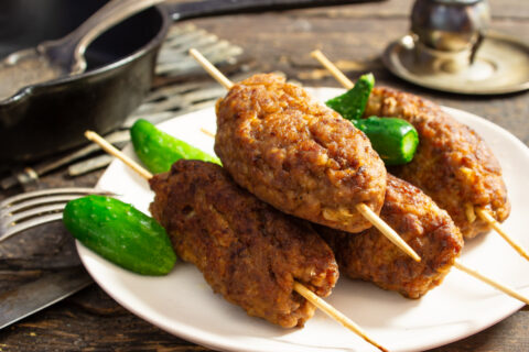Beef Sausages on Skewers
