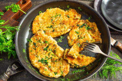 Chicken Schnitzels with Cilantro and Butter