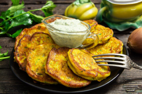 Pumpkin Oladyi — Savory Pumpkin and Semolina Pancakes