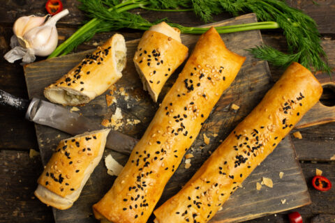Pirozhki with Brynza, Garlic, and Dill — Savory Phyllo Dough Pies