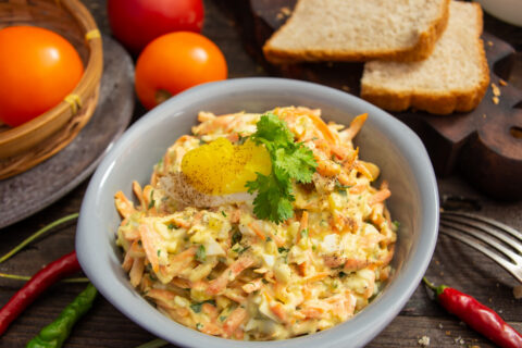 Carrot Salad with Cheese and Egg
