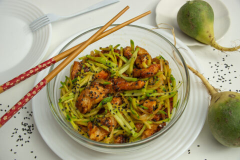 Korean-Style Green Radish and Chicken Salad