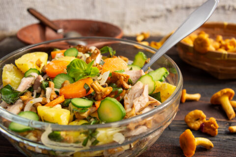 Chicken and Mushroom Salad without Mayonnaise