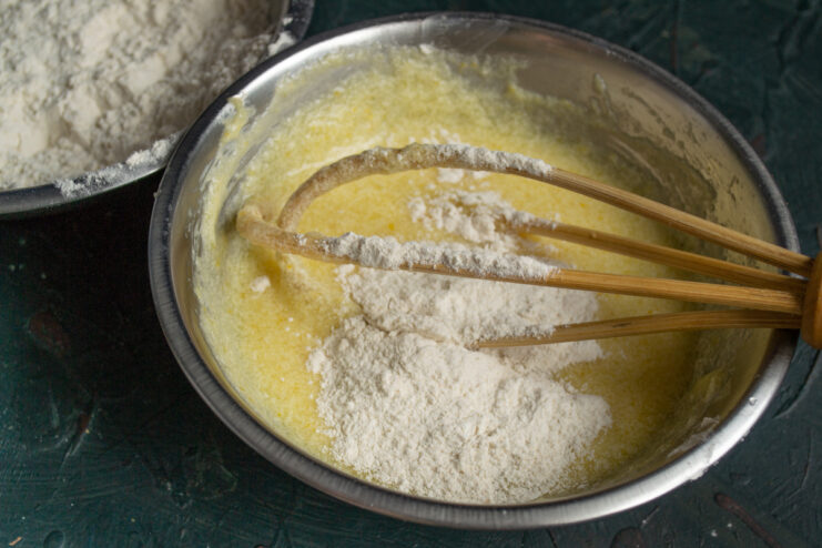 Mixing The Batter Folding the spiced flour mixture into the wet ingredients