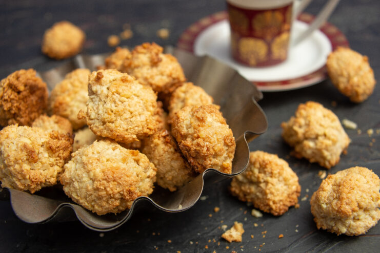 Finished flourless almond and coconut cookies on a plate