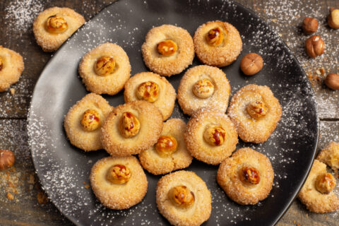 Hazelnut Thumbprint Cookies