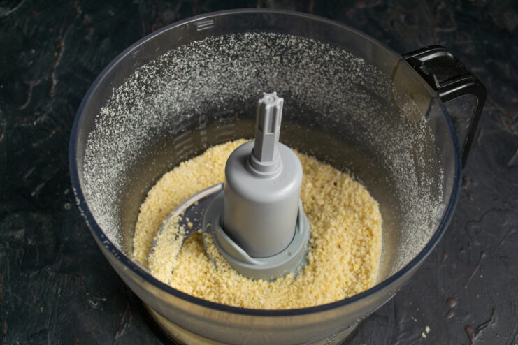 Ground almonds in a food processor bowl