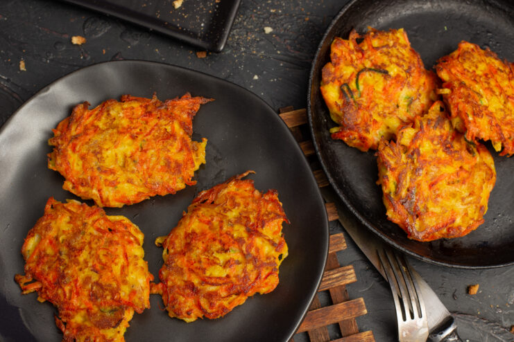 Plated golden carrot fritters