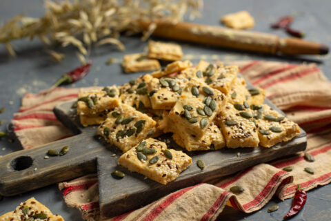 Savory Cheese Cookies with Paprika, Seeds, and Sesame