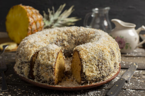 Coconut Cake with Pineapple Syrup