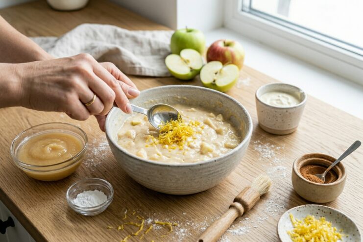 Adding Lemon Zest To Dough Adding fresh lemon zest to cake batter to mask the aftertaste of artificial sweeteners