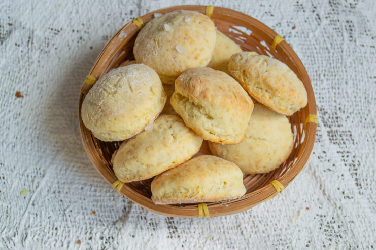 Freshly baked cookies Freshly baked Pyshki cookies resting in a woven basket