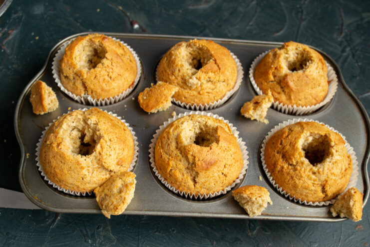 Hollowing The Centers Carving out the centers of baked muffins with a small knife