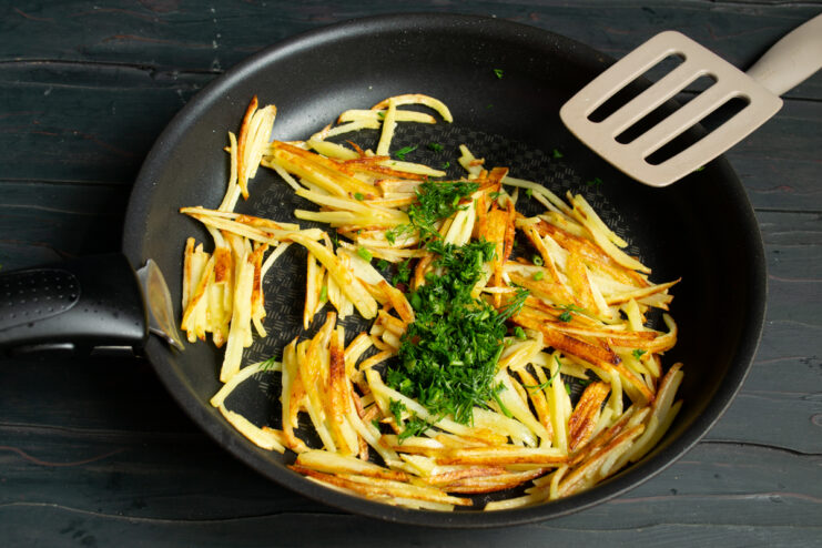 Potatoes With Herbs Fried potatoes tossed with finely chopped fresh dill