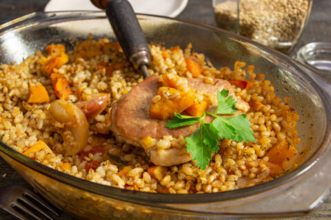 Farro with Pork and Pumpkin